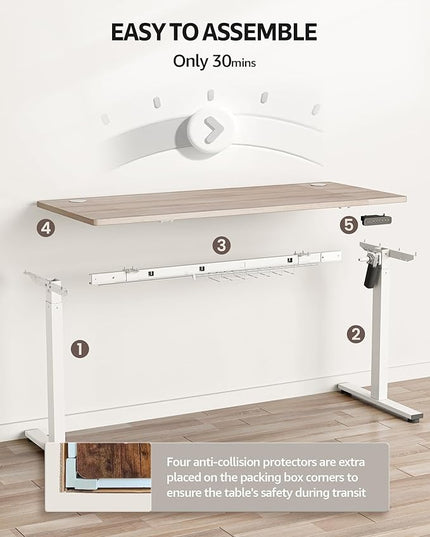 Electric Standing Desk Adjustable - 63 x 24 Inch Sit Stand up Desk with Cable Management - 3 Memory Preset Adjustable Height Desk Computer Home Office Desk - LeafyLoom