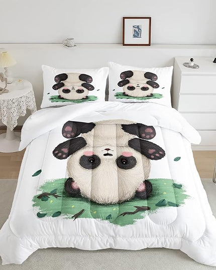 CVHOUSE Panda Bedding Set,Panda Comforter King,Cute Panda Comforter Set for Girls Kids Teens,Kawaii Panda Quilt Set with 1 Comforter and 2 Pillow Cases- 3 Piece - LeafyLoom