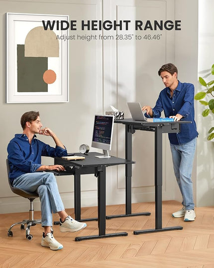 ErGear Electric Standing Desk with Full Size Keyboard Tray, Adjustable Height Sit Stand Up Desk, Home Office Desk Computer Workstation, 48x24 Inches, Black - LeafyLoom