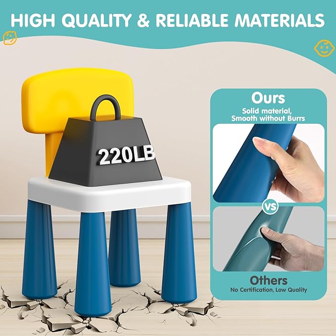 2 Pcs Plastic Toddler Chairs: Kids Chair for Table Birthday Gifts Step Stool Lightweight Indoor Outdoor School Playroom Nursery Beach Camping Activity Small Chair for Kids Boys Girls Age 3-10 - LeafyLoom