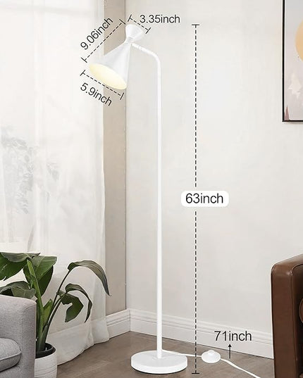 PARTPHONER Floor Lamp for Living Room, Modern Adjustable Metal Heads Standing Lamps, Simple Design White Floor Lamp with Foot Switch for Bedroom, Office, Kids Room, Reading, Working(Bulb Not Included) - LeafyLoom