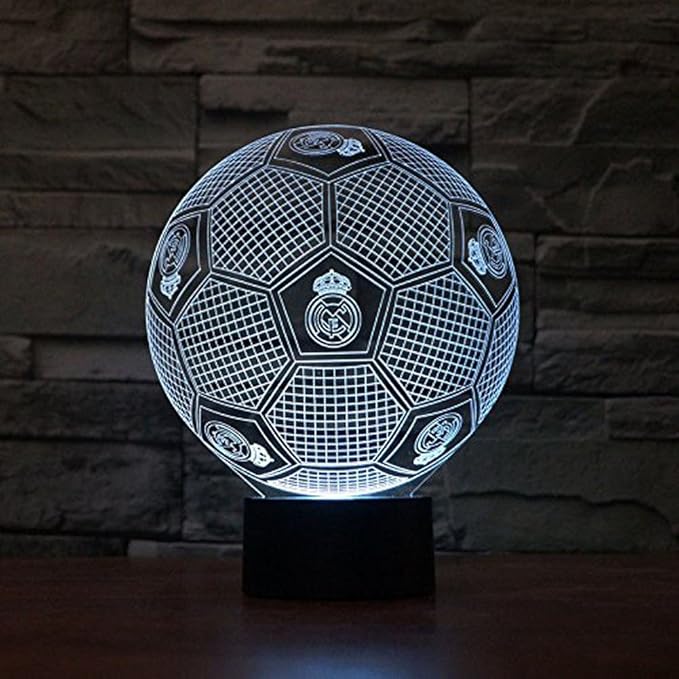 SUPERNIUDB 3D Real Madrid 3D Football LED USB Night Light 7 Color Change LED Table Lamp Xmas Toy Gift - LeafyLoom