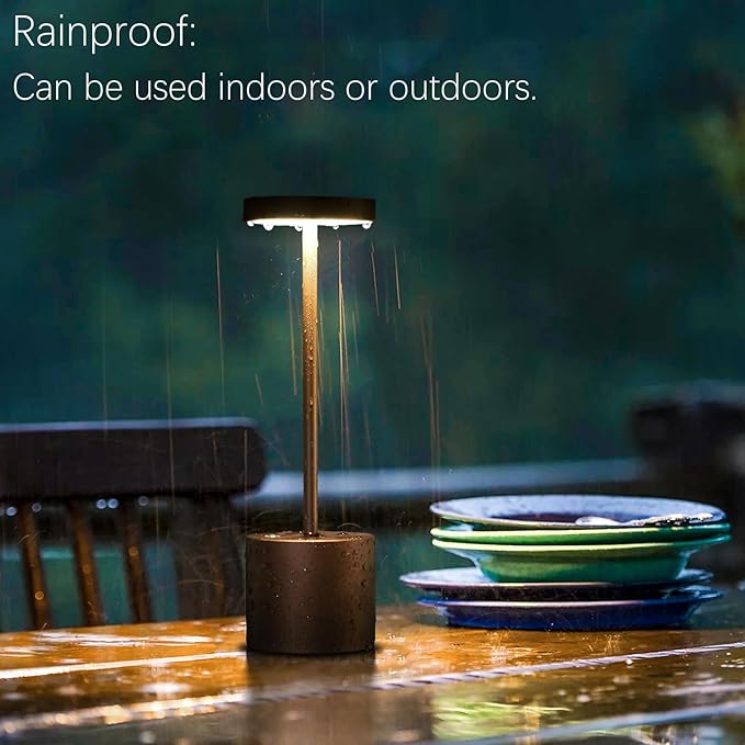 2 Pack Cordless Table Lamp Rechargeable Outdoor Waterproof Portable Battery Operated LED Table Light - for Home Restaurant Desk Bar Patio Kitchen Dinning Party (Moka) - LeafyLoom