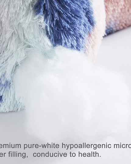 Faux Fur Reading Pillows - Big Size 30x17x17 Inches with Premium Pure White Micro Fiber Stuffing, Students & Kids Backrest Pillow, Bed Rest Pillow, Unique Colorful Design, Awesome Gift - LeafyLoom