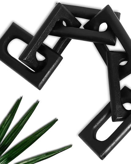 Wood Chain Link Decor Wooden Chain Link for Coffee Table Decor Boho Wood Knot Decor Room Decor or Shelf Decor Wooden Chain Link Decor Farmhouse Decor Rustic Home Decor (Black Chain) - LeafyLoom