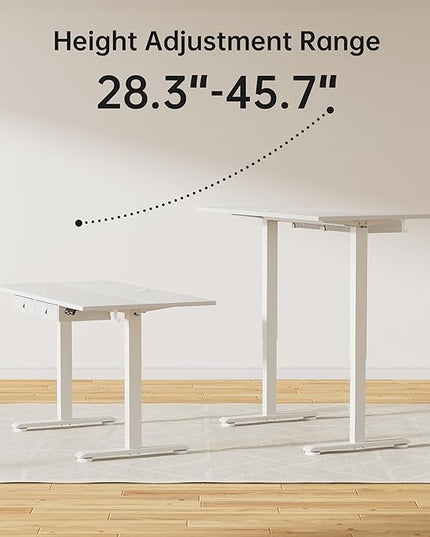 Standing Desk with 2 Drawers, Adjustable Height Electric Desk with Storage, 48 x 24 Inches Sit Stand Up Computer Table for Work Office Home, White - LeafyLoom