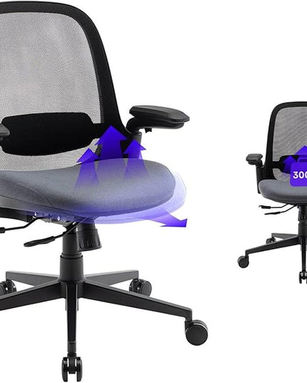 COLAMY Ergonomic Mesh Office Chair 300LBS, Mid Back Office Chair, Computer Desk Chair with Adjustable Lumbar Support, Slide Seat, Tilt Lock-2 Set - LeafyLoom