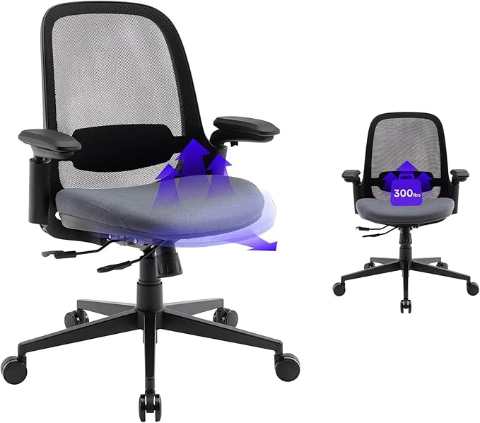 COLAMY Ergonomic Mesh Office Chair 300LBS, Mid Back Office Chair, Computer Desk Chair with Adjustable Lumbar Support, Slide Seat, Tilt Lock-2 Set - LeafyLoom