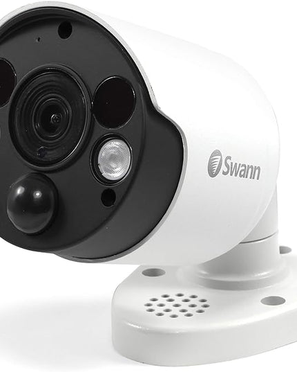 Swann Home Security Camera, POE Cat5e NVR 4K HD Video, Indoor or Outdoor Wired Surveillance CCTV, Color Night Vision, Heat Motion Detection, LED Lights, Metal Housing, Face Recognition, 2-Way Talk SwannUSA