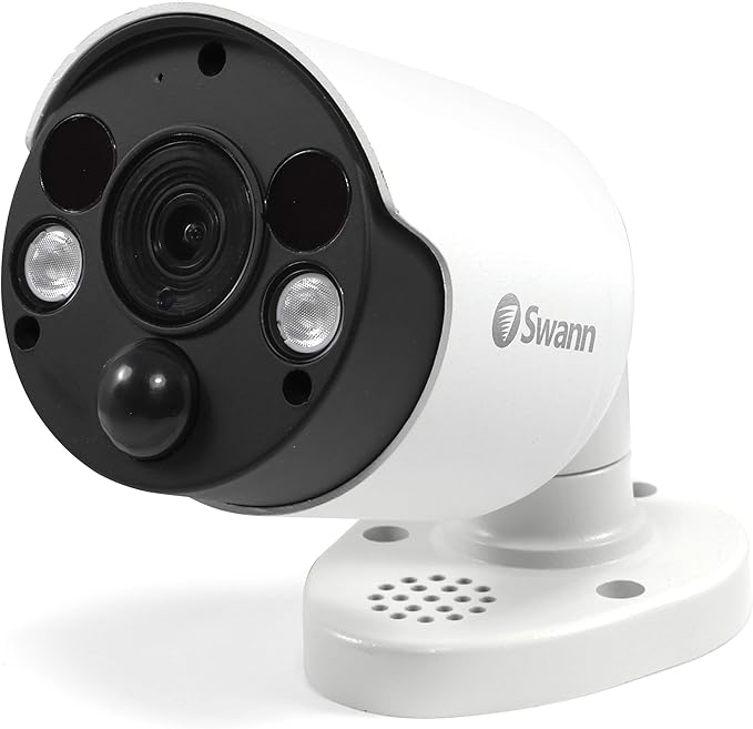 Swann Home Security Camera, POE Cat5e NVR 4K HD Video, Indoor or Outdoor Wired Surveillance CCTV, Color Night Vision, Heat Motion Detection, LED Lights, Metal Housing, Face Recognition, 2-Way Talk SwannUSA
