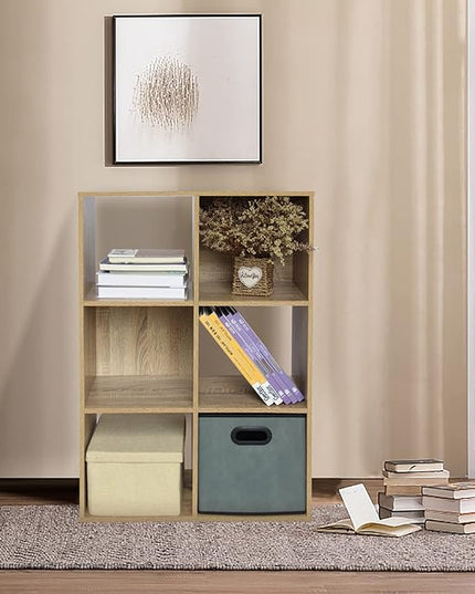 PACHIRA E-Commerce US 6 Cube Storage Organizer Unit Shelf, Closet Cabinet, Bookshelf File Organizer Rack in Living Room, Bedroom, Study,OAK - LeafyLoom