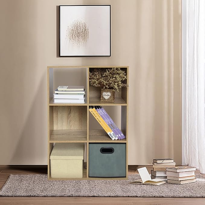 PACHIRA E-Commerce US 6 Cube Storage Organizer Unit Shelf, Closet Cabinet, Bookshelf File Organizer Rack in Living Room, Bedroom, Study,OAK - LeafyLoom
