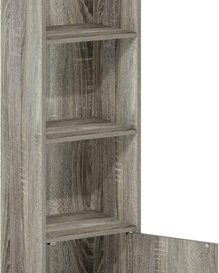 Furinno Luder Shelf Bookcase with 1 Door Storage Cabinet, French Oak - LeafyLoom