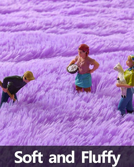 Purple Round Rug for Bedroom, Super Fluffy Circle Rugs for Baby Nursery, 5'X5' Feet Furry Carpet for Children Kids Room, Cute Soft Shaggy Rug for Girls Home Decor, Fuzzy Plush Carpets for Dorm - LeafyLoom