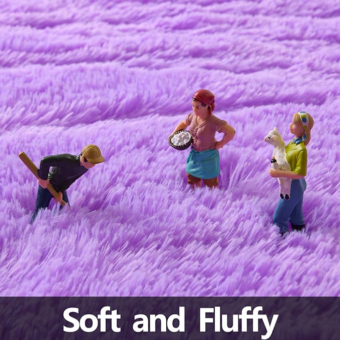 Purple Round Rug for Bedroom, Super Fluffy Circle Rugs for Baby Nursery, 5'X5' Feet Furry Carpet for Children Kids Room, Cute Soft Shaggy Rug for Girls Home Decor, Fuzzy Plush Carpets for Dorm - LeafyLoom