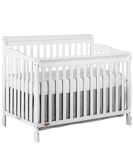 Dream On Me Ashton 4-In-1 Convertible Crib In White, Greenguard Gold, JPMA Certified, Non-Toxic Finishes, Features 4 Mattress Height Settings, Made Of Solid Pinewood - LeafyLoom