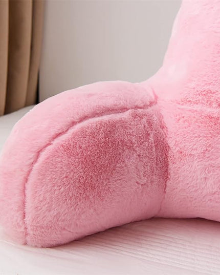 A Nice Night Faux Fur Reading Pillow Bed Wedge Large Adult Children Backrest with Arms Back Support for Sitting Up in Bed/Couch for Bedrest,BabyPink - LeafyLoom