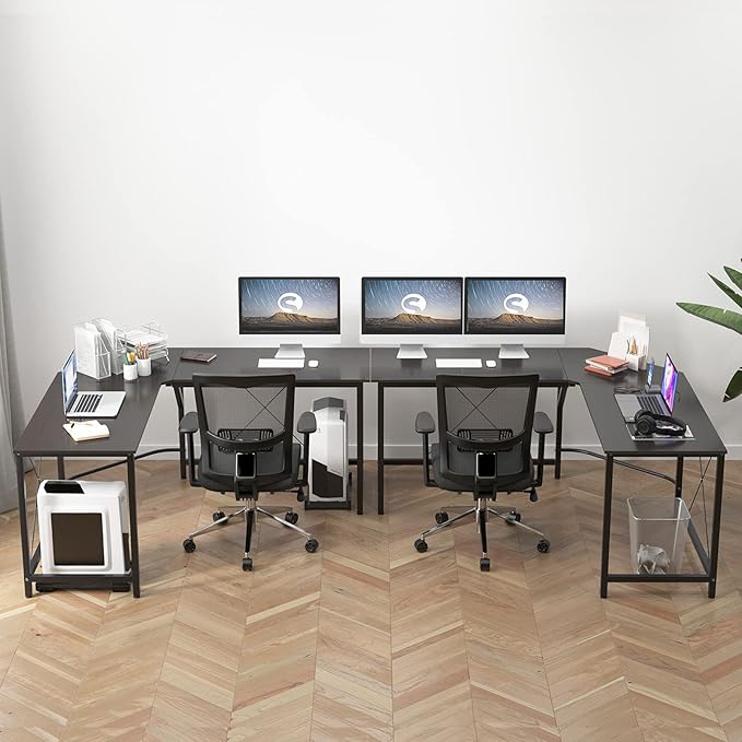 soges L Shaped Office Desk, L Desk Computer Corner Desk, 59 x 59 inches Large L Shaped Desk for Home Office, Sturdy Writing Desk Writing Workstation Gaming Table - LeafyLoom