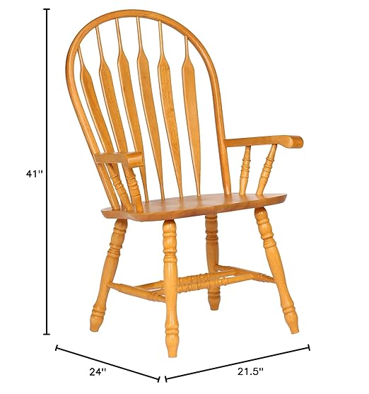 Sunset Trading Comfort Dining Arm Chair, 41", Light Oak - LeafyLoom