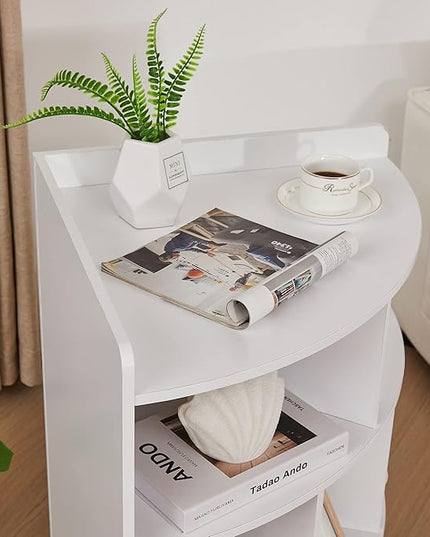 Vecelo 3-Tier Corner Cabinet with 8 Cubbies, Wooden Cube Storage Organizer, Modern Bookshelf Units for Playroom, Bedroom, Living Room,Pearl White - LeafyLoom