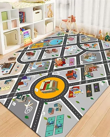 Kids Rug Play Mat Great for Playing with Cars and Toys,Educational Kid Road and Traffic City Life Carpet,Children Baby Fun Throw Rug for Bedroom Play Room,24X35Inch/60X90CM - LeafyLoom