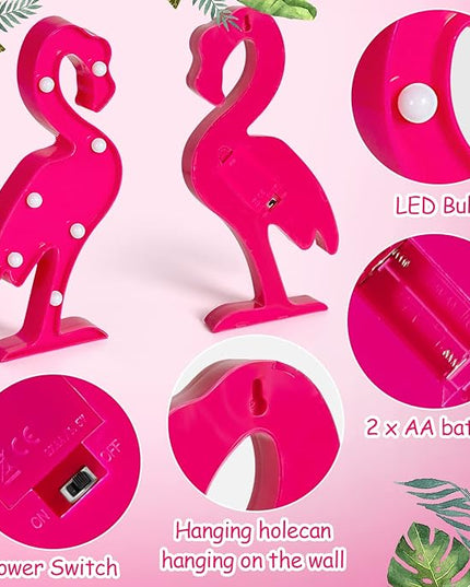 AceList Luau Party Decorations - Flamingos & Pineapple Lights - Tropical Hawaiian Themed Party Supplies - Birthday Decor for Wall, Table, & Centerpieces… - LeafyLoom