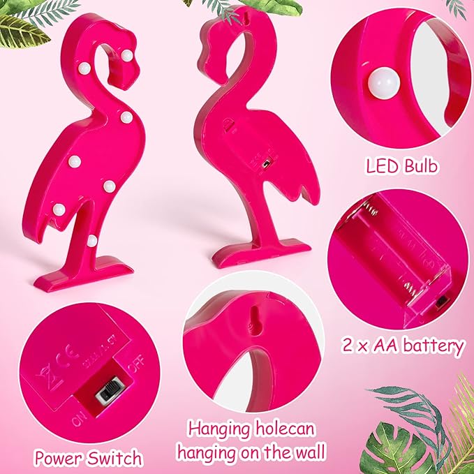 AceList Luau Party Decorations - Flamingos & Pineapple Lights - Tropical Hawaiian Themed Party Supplies - Birthday Decor for Wall, Table, & Centerpieces… - LeafyLoom