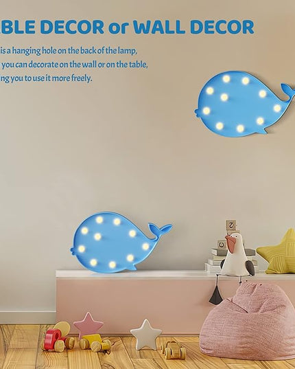 Blue Whale Decor, Whale Party Decorations, Battery Powered Whale Night Light, Under The Sea Party Decorations, Ocean Party Decorations, Ocean Nursery decor - LeafyLoom