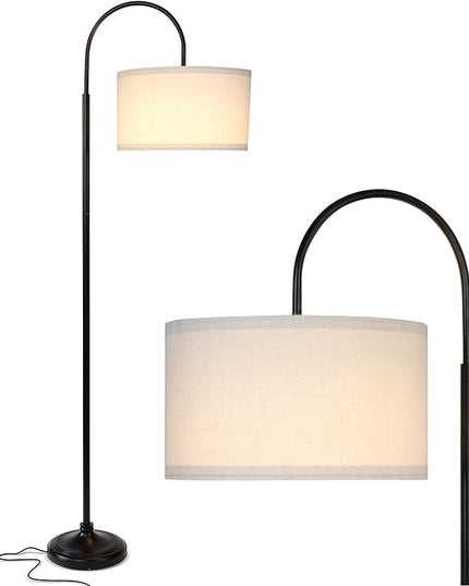 Brightech Nora Bright Arc Tall Lamp, Contemporary LED Floor Lamp, Standing Lamp for Living Rooms & Offices, Mid-Century Modern Standing Lamp with Heavy Base for Bedroom - Black - LeafyLoom