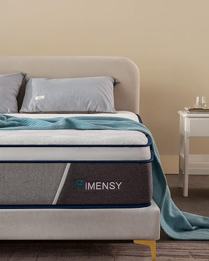 Rimensy Queen Mattress,14 Inch Hybrid Mattress in a Box,Gel Memory Foam Mattress,Individually Wrapped Pocket Coils Innerspring Mattress for Motion Isolation,Medium Firm,Queen Size Mattress,60"*80"*14" - LeafyLoom