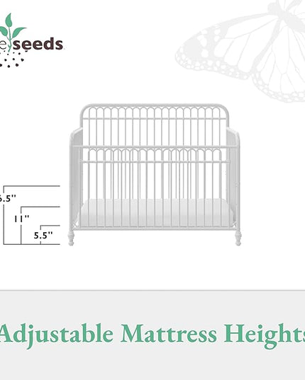 Little Seeds Ivy 3-in-1 Convertible Metal Crib, Off White - LeafyLoom