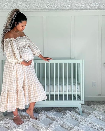 dadada Baby Soho 3-in-1 Convertible Crib to Toddler Bed – Wooden Crib Made in Italy, GREENGUARD Gold Certified Small Baby Crib – Baby-Safe Finish, Modern Design (Sage) - LeafyLoom
