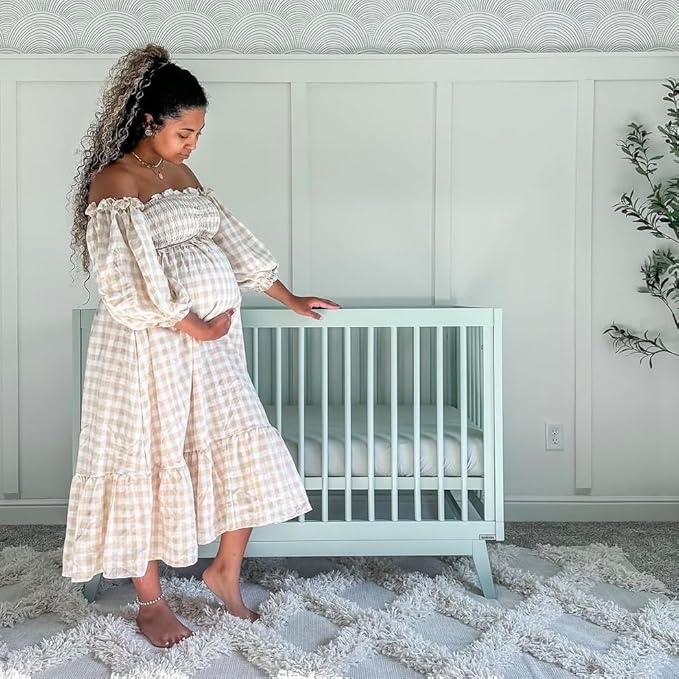 dadada Baby Soho 3-in-1 Convertible Crib to Toddler Bed – Wooden Crib Made in Italy, GREENGUARD Gold Certified Small Baby Crib – Baby-Safe Finish, Modern Design (Sage) - LeafyLoom