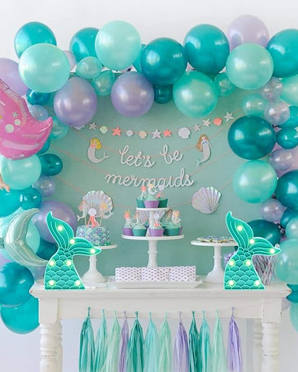 Cute Mermaid Tail Night Light, Mermaid Party Supplies, Mermaid Birthday Party Decorations, Mermaid Lamp, Battery Operated Led Light, Mermaid Bedroom Decor for Girls（Green） - LeafyLoom