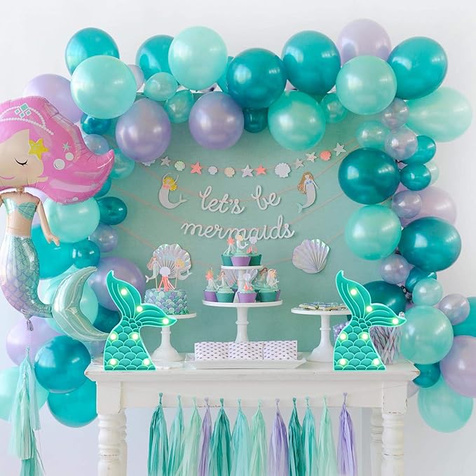 Cute Mermaid Tail Night Light, Mermaid Party Supplies, Mermaid Birthday Party Decorations, Mermaid Lamp, Battery Operated Led Light, Mermaid Bedroom Decor for Girls（Green） - LeafyLoom