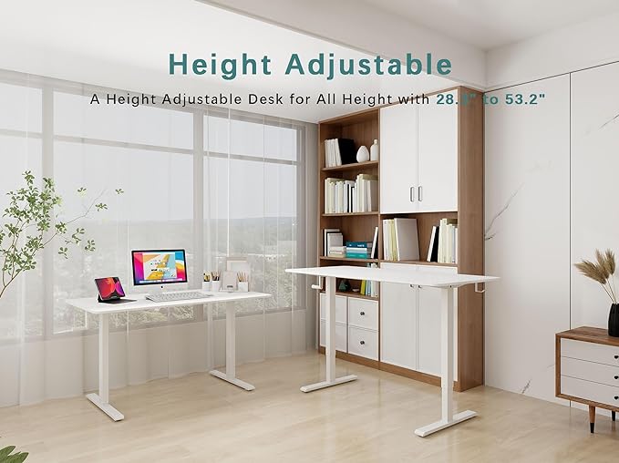 Whole Piece Top Manual Standing Desk Adjustable Height- Crank Stand Up Desk, Sit Stand Desk with Frame & Desktop, Computer Desk - LeafyLoom
