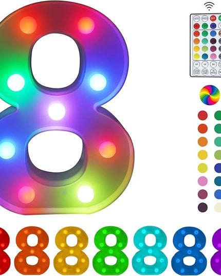 Colorful Letter LED Lights, 16 Colors Changing LED Marquee Letter Lights, Dimmable Night Lights for Wedding, Birthday, Holiday, Party, Bar, Christmas Decoration,Dorm Room Decor-Multicolor 8 - LeafyLoom