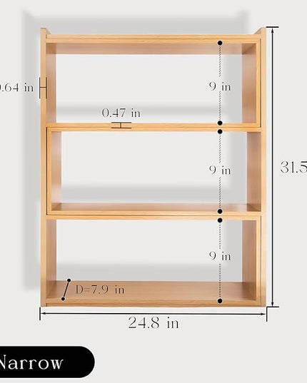 4-Tier Wooden Bookshelf, Expandable 25-47 inch Wide Bookcase, Modern Freestanding Bookcas for Small Space or Corner (Natural) - LeafyLoom