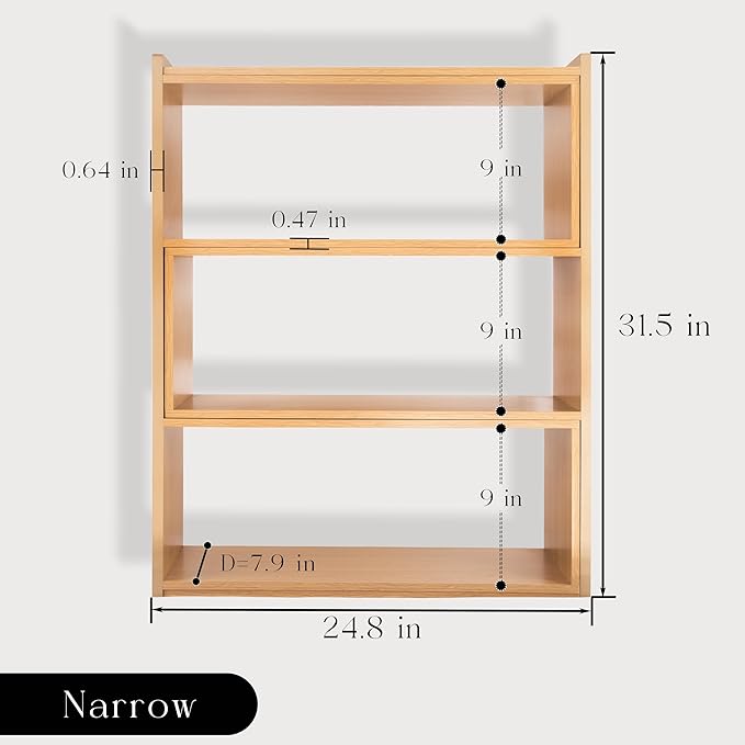 4-Tier Wooden Bookshelf, Expandable 25-47 inch Wide Bookcase, Modern Freestanding Bookcas for Small Space or Corner (Natural) - LeafyLoom