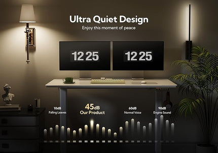 Glass Standing Desk, Electric Standing Desk Adjustable Height, 48 Inch Adjustable Stand Up Desk, Quick Install Home Office Computer Desk, Super White - LeafyLoom
