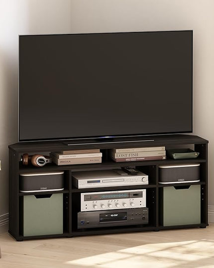 Furinno Jensen Entertainment Center, 55 Inch TV Size, Espresso - LeafyLoom