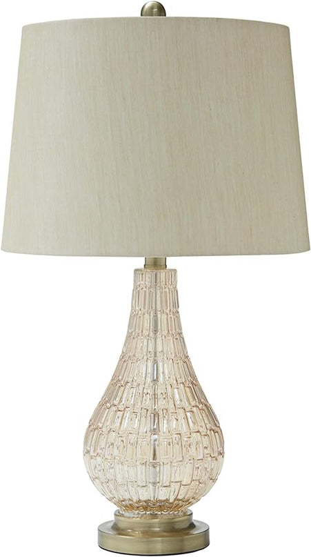 Signature Design by Ashley Latoya Contemporary 25" Curved Glass Table Lamp, Champagne - LeafyLoom