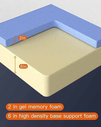 6/8/10/12 inch Gel Memory Foam Mattress for Cool Sleep & Pressure Relief, Medium Firm Mattresses CertiPUR-US Certified/Bed-in-a-Box/Pressure Relieving (8 in, Full) - LeafyLoom