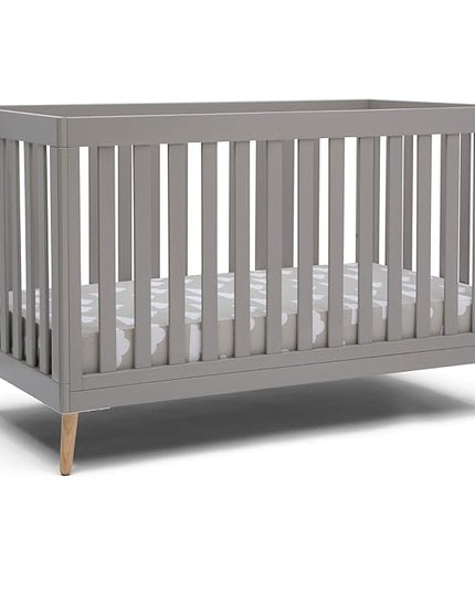 Delta Children Essex 4-in-1 Convertible Baby Crib, Grey with Natural Legs - LeafyLoom