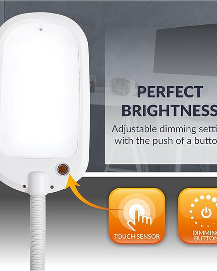 Newhouse Lighting White Plastic Flexible Full Spectrum Touch Sensor Switch Dimmable Energy-Efficient LED Desk or Table Lamp in 5000K Daylight Color Temperature - LeafyLoom