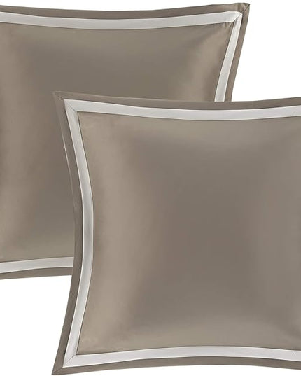 Madison Park Odette Cozy Comforter Set Jacquard Damask Medallion Design - Modern All Season, Down Alternative Bedding, Shams, Decorative Pillow, King(104 in x 92 in), Tan 8 Piece - LeafyLoom