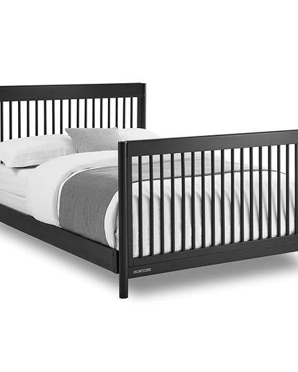 Delta Children Brooks 6-in-1 Convertible Crib, Midnight Grey + Simmons Kids Quiet Nights Breathable Crib Mattress with Removable/Machine Washable Cover (Bundle) - LeafyLoom
