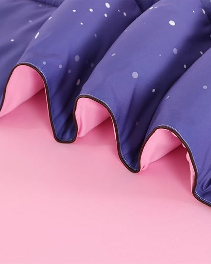 Wowelife Glitter Teen Bedding Sets for Girls Gradient Full Size 5 Pieces Comforter Set Pink Purple Kids Comforter Sets Lightweight with Comforter, Flat Sheet, Fitted Sheet and 2 Pillowcases - LeafyLoom