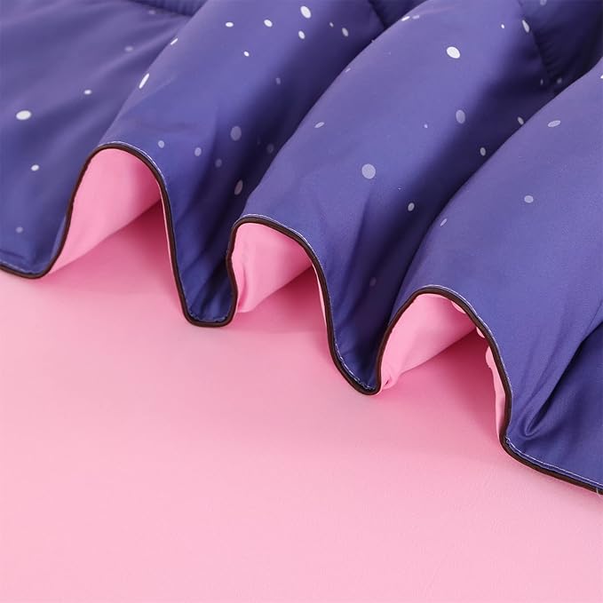 Wowelife Glitter Teen Bedding Sets for Girls Gradient Full Size 5 Pieces Comforter Set Pink Purple Kids Comforter Sets Lightweight with Comforter, Flat Sheet, Fitted Sheet and 2 Pillowcases - LeafyLoom