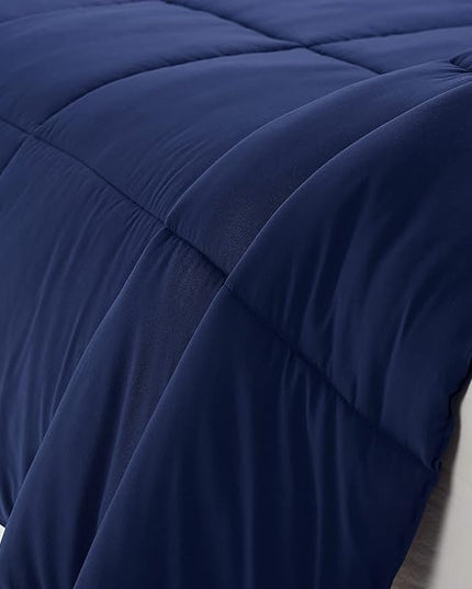 SERTA Simply Clean Ultra Soft Hypoallergenic Solid 2 Piece Comforter Set, Twin XL, Navy - LeafyLoom